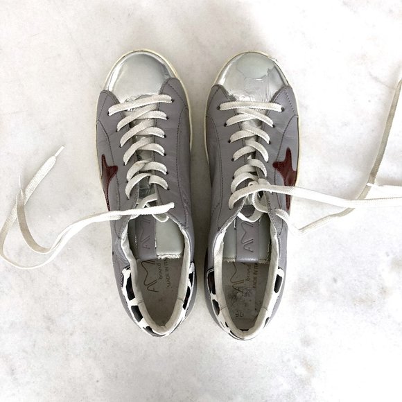 Ama Brand sneakers, handmade Italian leather sneakers (size 37) grey white - Picture 2 of 6